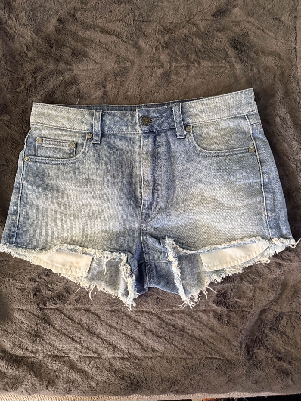 Aritzia/Talula - Light Wash Frayed Hem Denim Shorts - 26